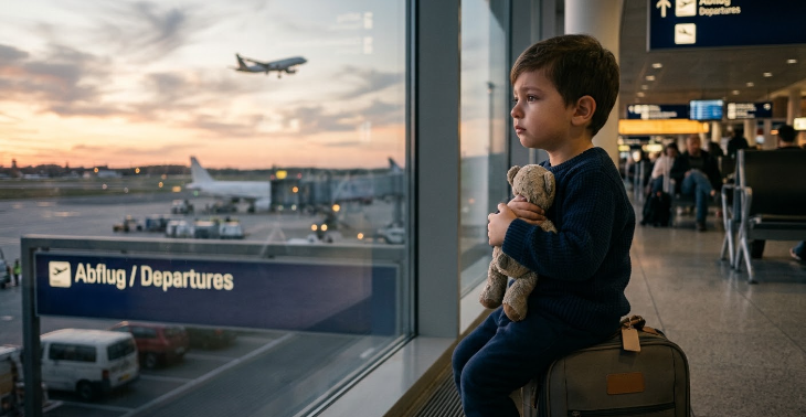 ​Helft dem kleinen G zu reisen und seinen Papa in die Arme zu schließen